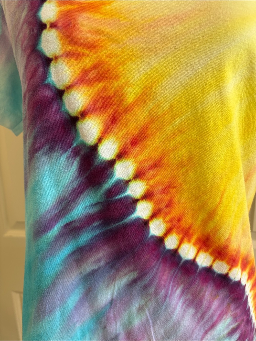 Handmade Tie-Dye Short Sleeve Tee - Yellow Multi Gildan T Size XL Women’s Slim - Picture 2 of 4